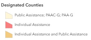 FEMA Designated Counties Symbology Screenshot