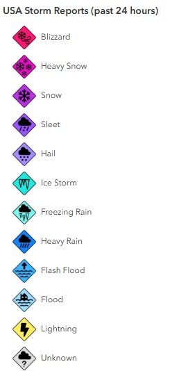 NOAA Storm Report Symbology Screenshot