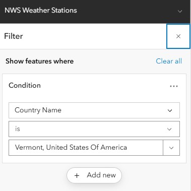 NWS Weather Stations Filter Screenshot