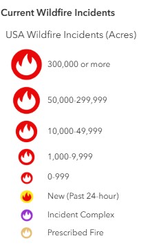 Current Wildfire Incidents Symbology Screenshot