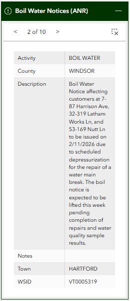 COP Boil Water Info Screenshot