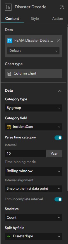 Disaster Decade Chart Settings Screenshot