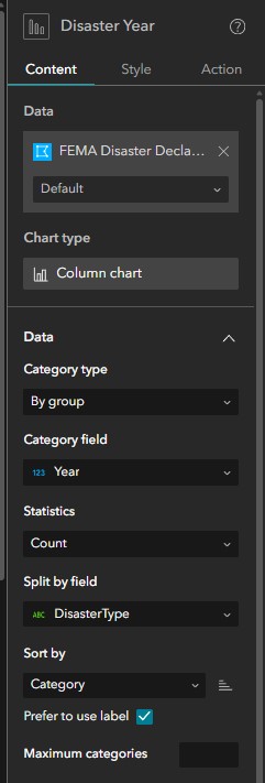 Disaster Year Chart Settings Screenshot